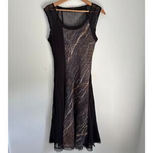 Vintage Y2K Komarov Goth Sheer L Slip Dress Witchy Prom USA Pleated Whimsygoth